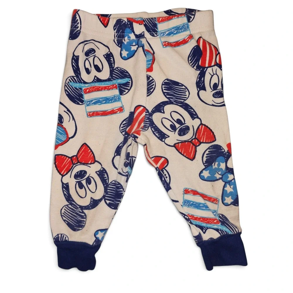 Disney Pajama Set Kids 12M White Good Americana Mickey Minnie Mouse Patriotic